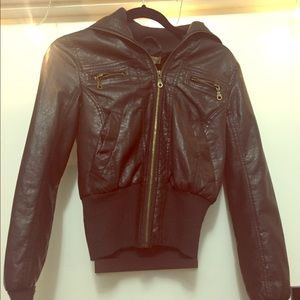 Mocha faux leather jacket